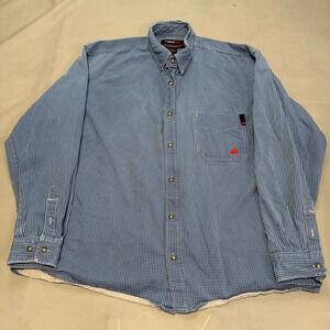 Forge FR Men 2XL Blue Flame Fire Resistant Plaid Check Work Shirt NFPA 2112-7325